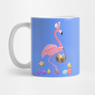 Pretty Easter Flamingo with Easter Basket Mug